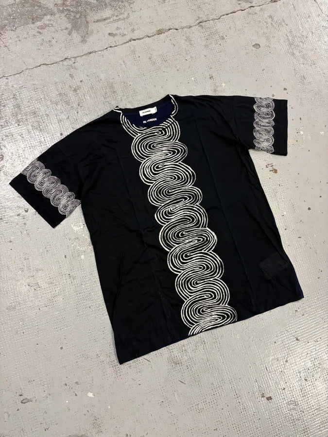 SS2013 Jil Sander Black & Navy Waves T-Shirt YhVcoDZ 3