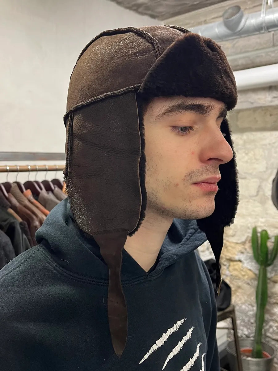 2010s Jil Sander Brown Leather Chapka RPxAEGV 8