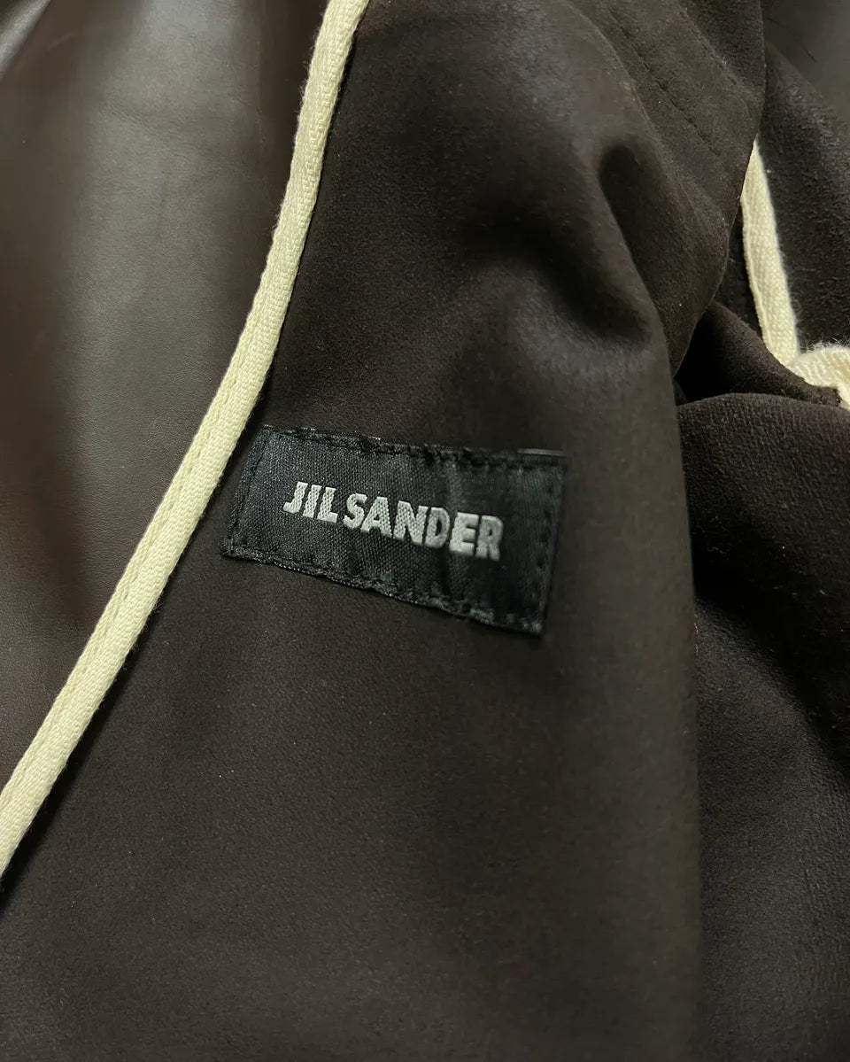 2010s Jil Sander Brown Leather Minimalist Jacket auvYpjW 8