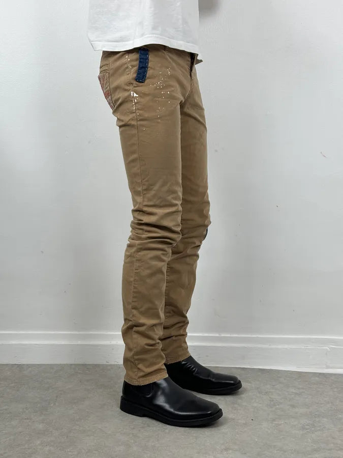 2010s John Galliano Skinny Beige UK Flag Pocket Pants qiOsCug 2