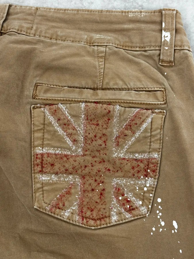 2010s John Galliano Skinny Beige UK Flag Pocket Pants qiOsCug 7