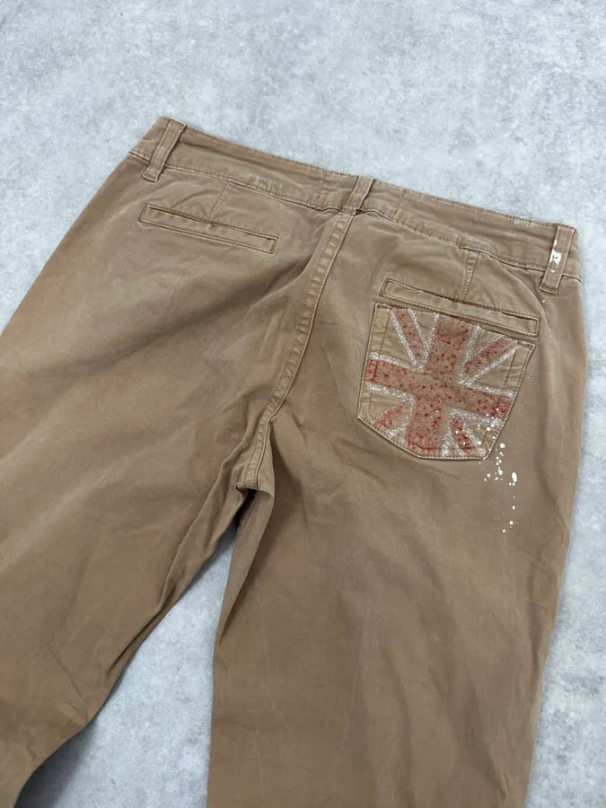 2010s John Galliano Skinny Beige UK Flag Pocket Pants qiOsCug 6