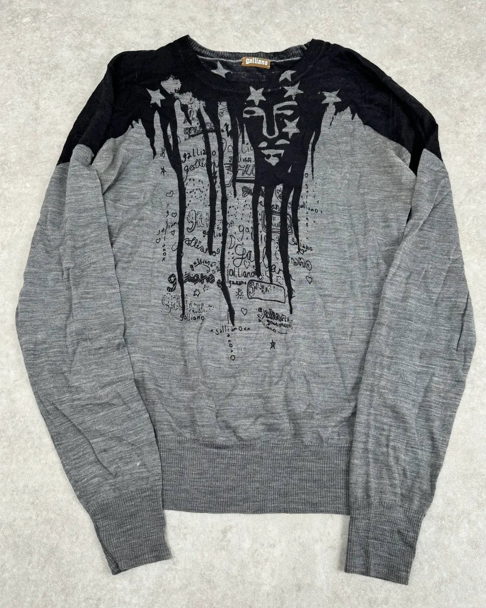 2010s John Galliano Black & Grey Abstract USA Sweater ZBqxRIa 0