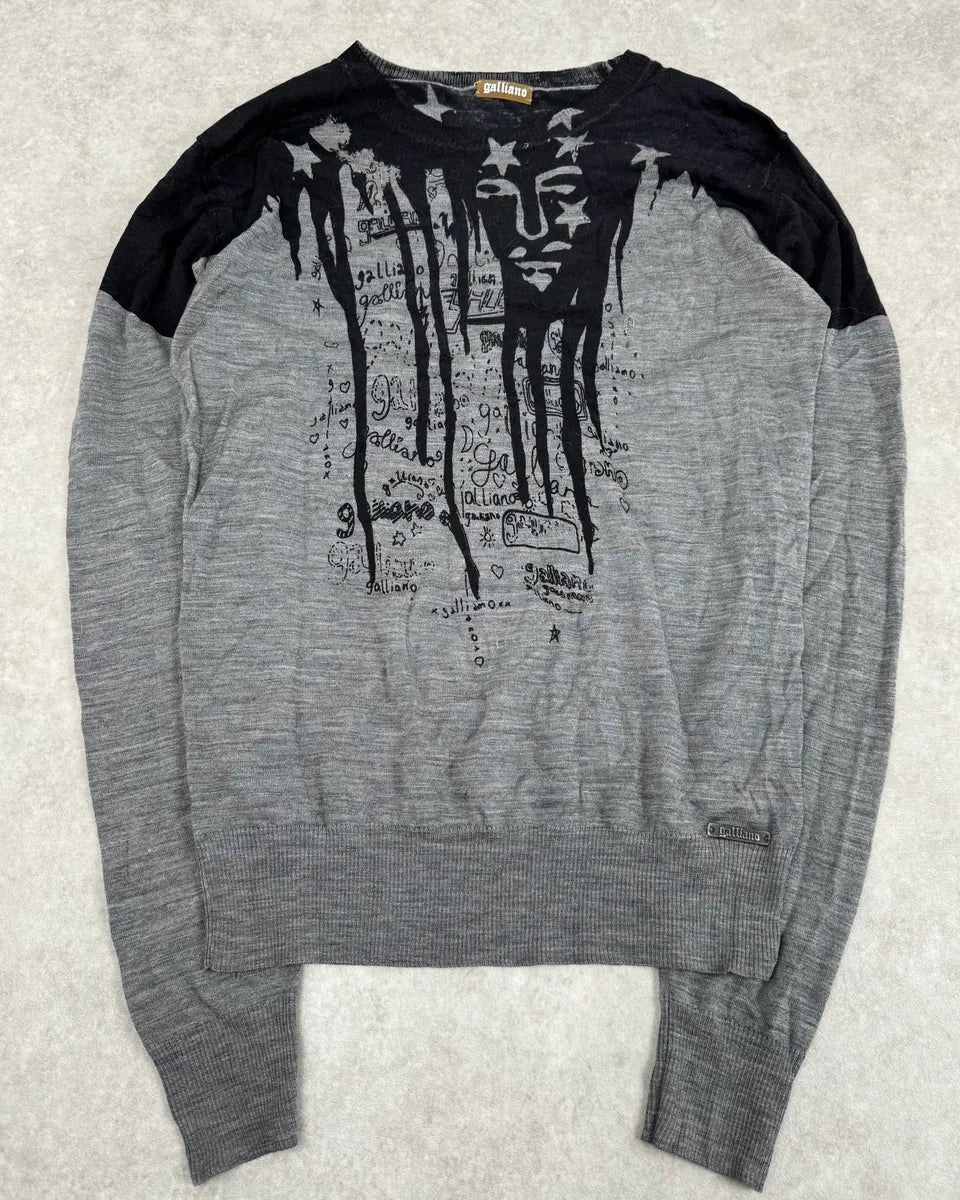 2010s John Galliano Black & Grey Abstract USA Sweater ZBqxRIa 1