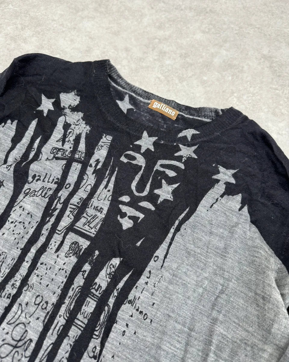 2010s John Galliano Black & Grey Abstract USA Sweater ZBqxRIa 2