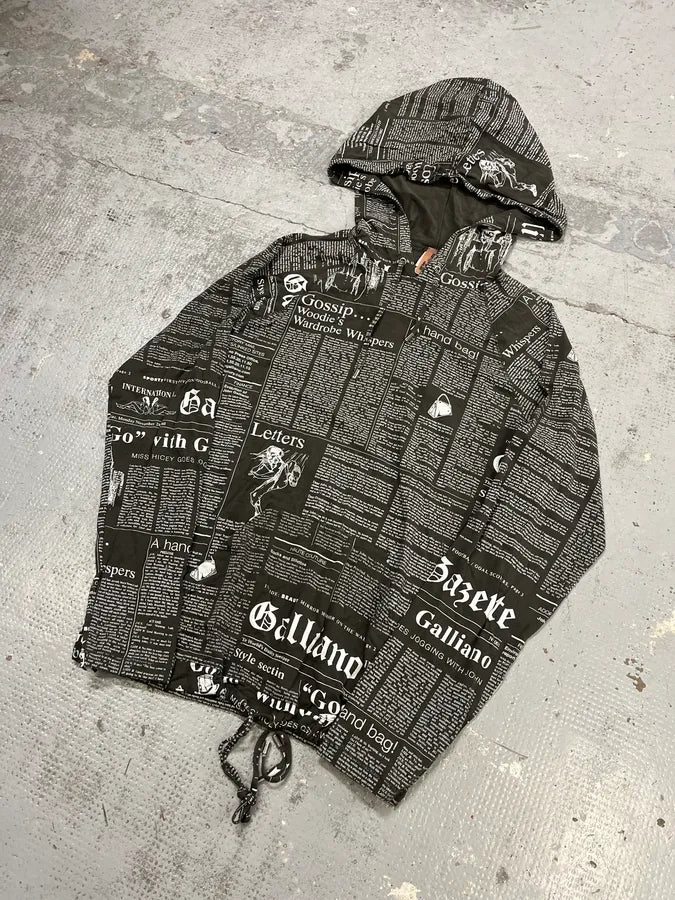 2010s John Galliano Black & White Newspapers Hooded Sweater ihJFYUA 3