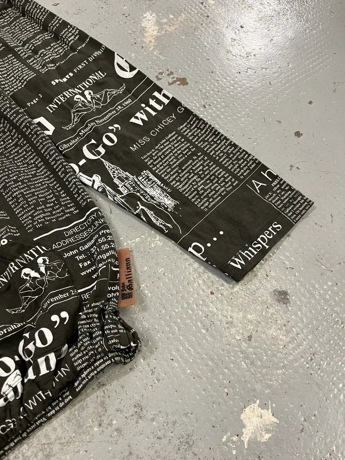 2010s John Galliano Black & White Newspapers Hooded Sweater ihJFYUA 5