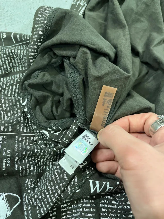 2010s John Galliano Black & White Newspapers Hooded Sweater ihJFYUA 8