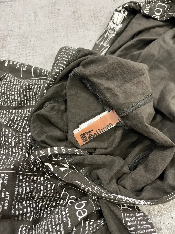 2010s John Galliano Black & White Newspapers Hooded Sweater ihJFYUA 9