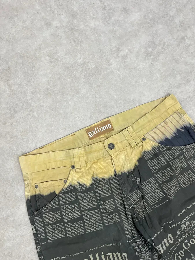 2010s John Galliano Black & Yellow Newspapers Magazine Shorts xaDtPSK 4