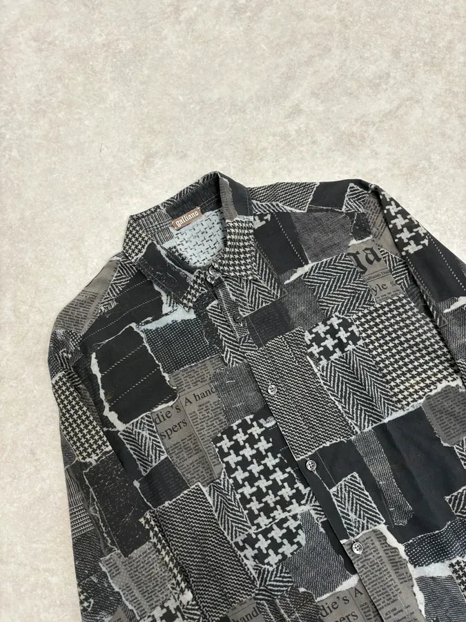 2010s John Galliano Black Magazine Gazette Shirt mwzwWPk 4
