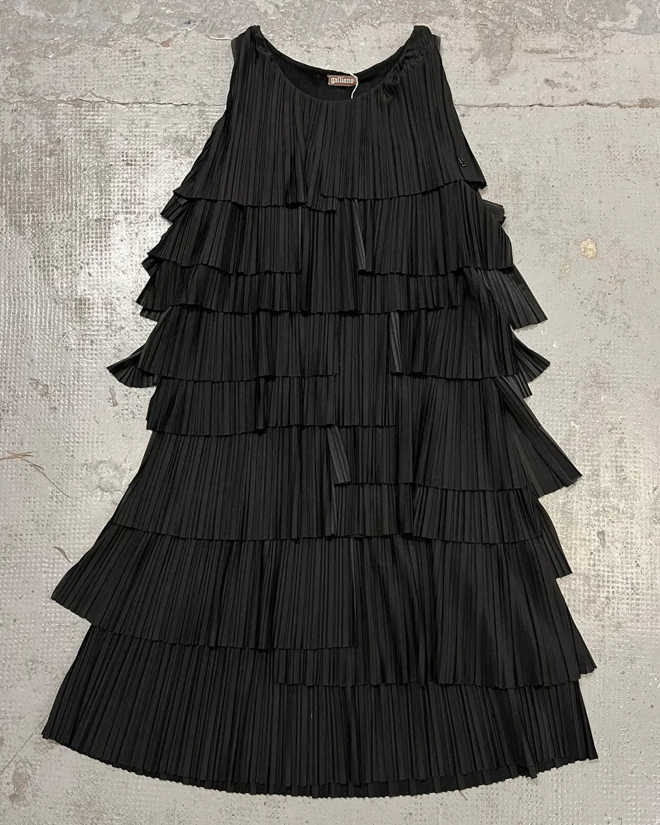2010s John Galliano Black Pleated Long Dress AXYcfvh 0