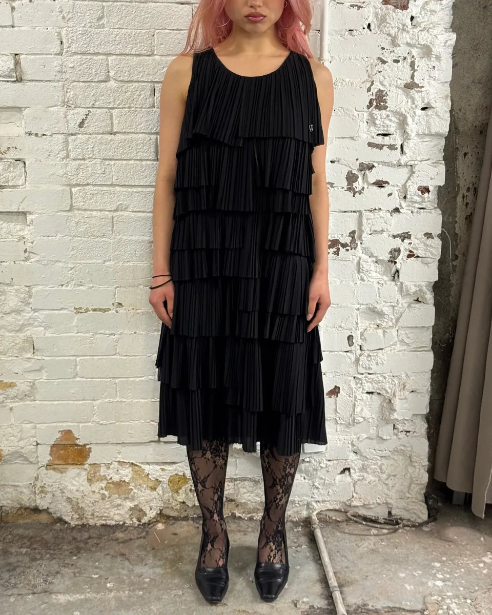 2010s John Galliano Black Pleated Long Dress AXYcfvh 2