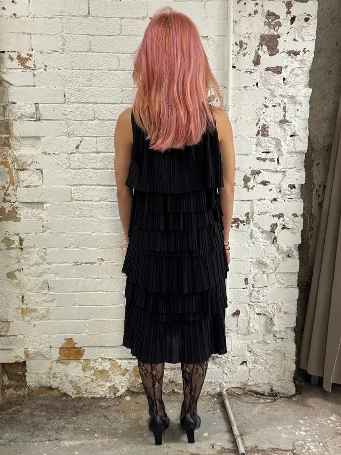 2010s John Galliano Black Pleated Long Dress AXYcfvh 3