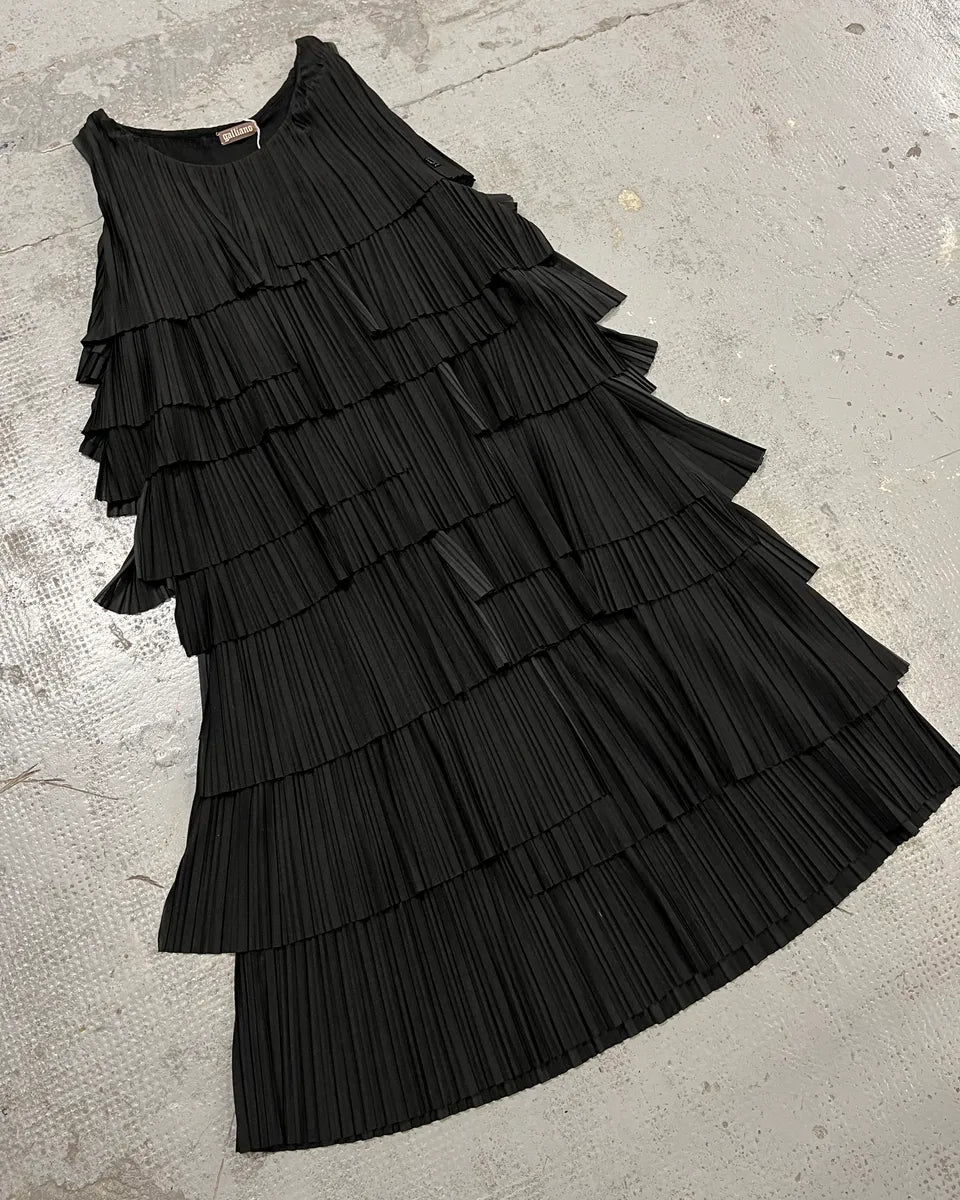 2010s John Galliano Black Pleated Long Dress AXYcfvh 4