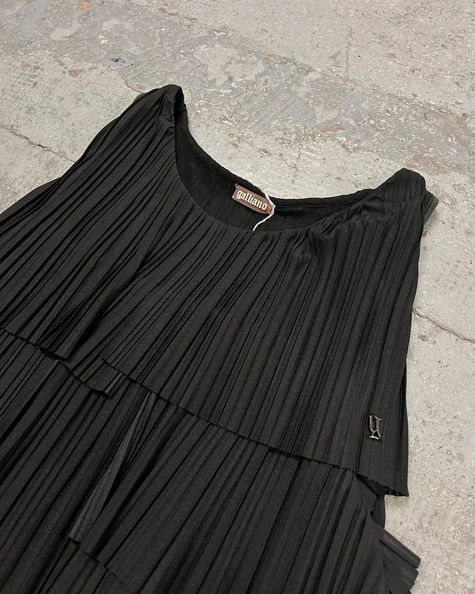 2010s John Galliano Black Pleated Long Dress AXYcfvh 5