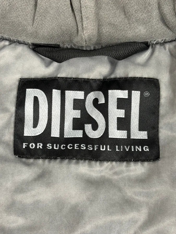 Diesel Hooded Grey Quilted Sleeves Bomber Jacket  WbZLdzS 9