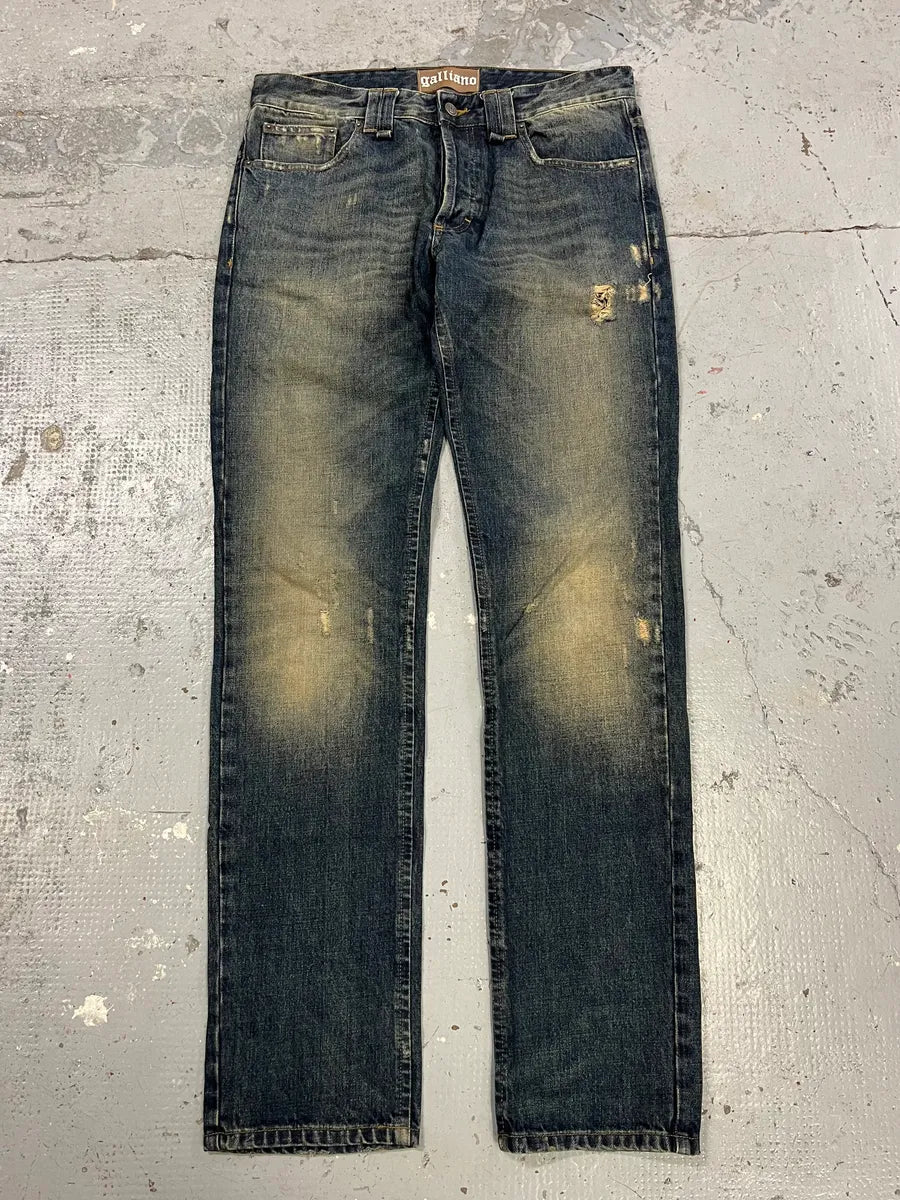 2010s John Galliano Blue Faded Denim Jeans ptIUuiy 2