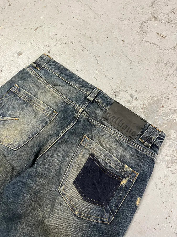 2010s John Galliano Blue Faded Denim Jeans ptIUuiy 8