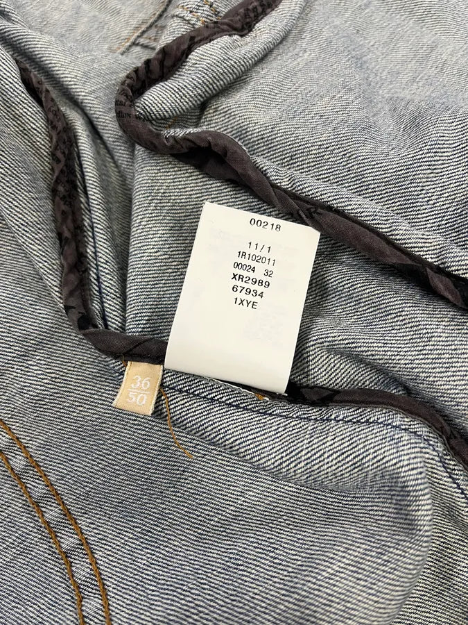 2010s John Galliano Blue Gazette Gothic Script Denim Jacket LFAMdBU 11