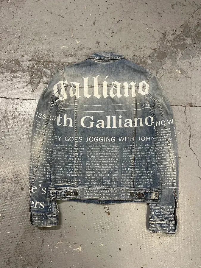 2010s John Galliano Blue Gazette Gothic Script Denim Jacket LFAMdBU 3