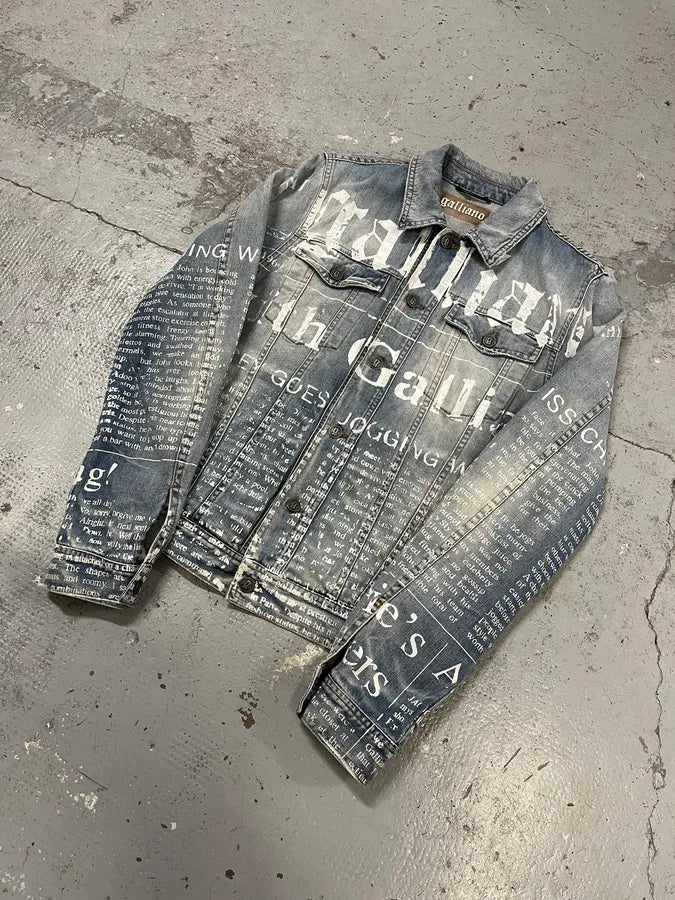 2010s John Galliano Blue Gazette Gothic Script Denim Jacket LFAMdBU 4