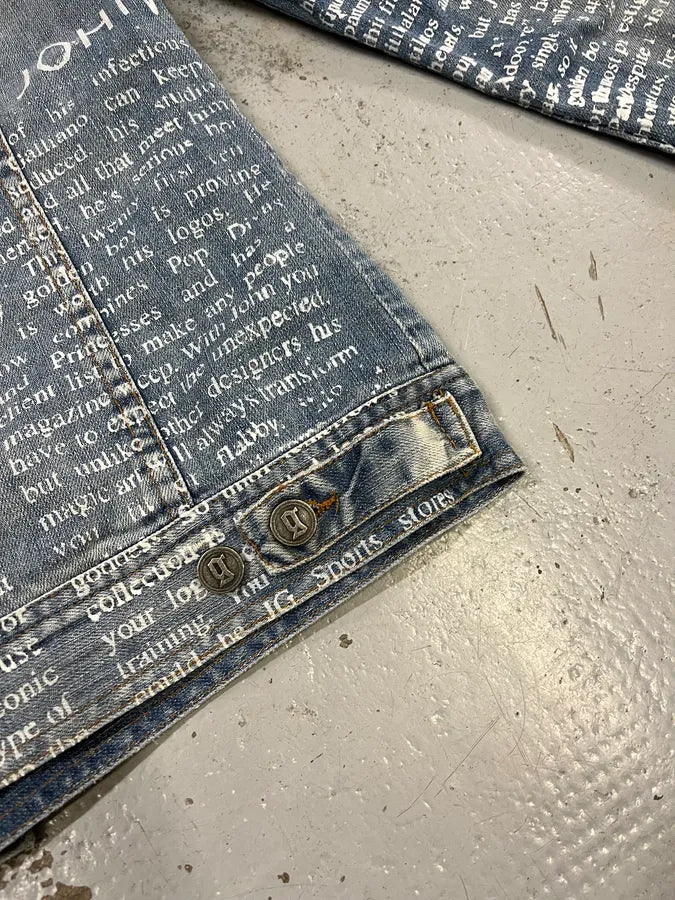2010s John Galliano Blue Gazette Gothic Script Denim Jacket LFAMdBU 7