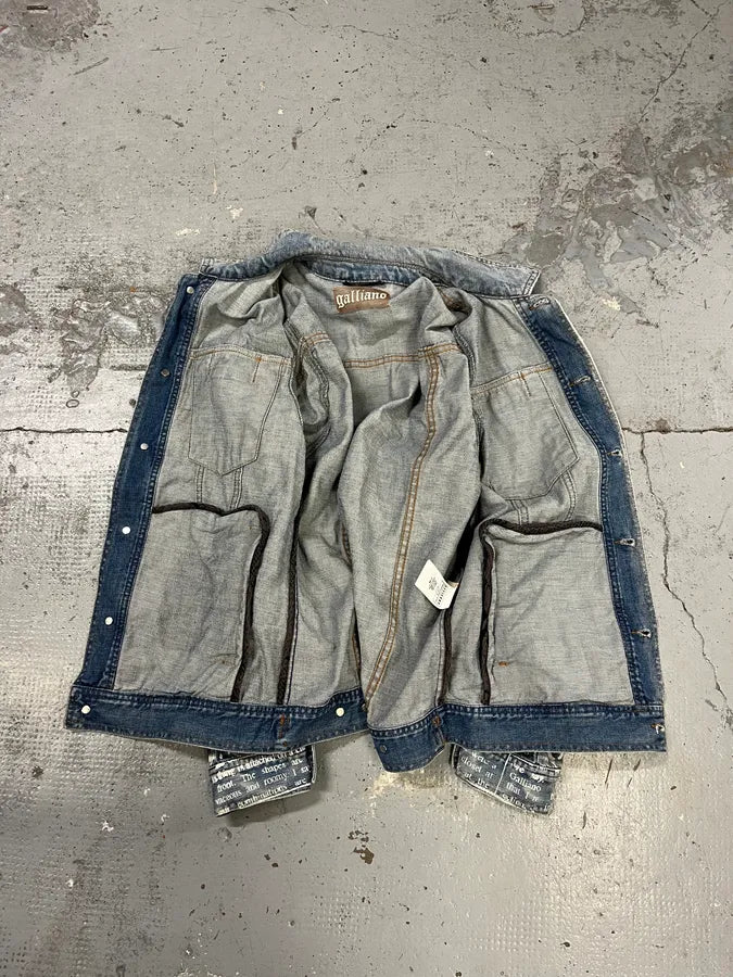 2010s John Galliano Blue Gazette Gothic Script Denim Jacket LFAMdBU 8