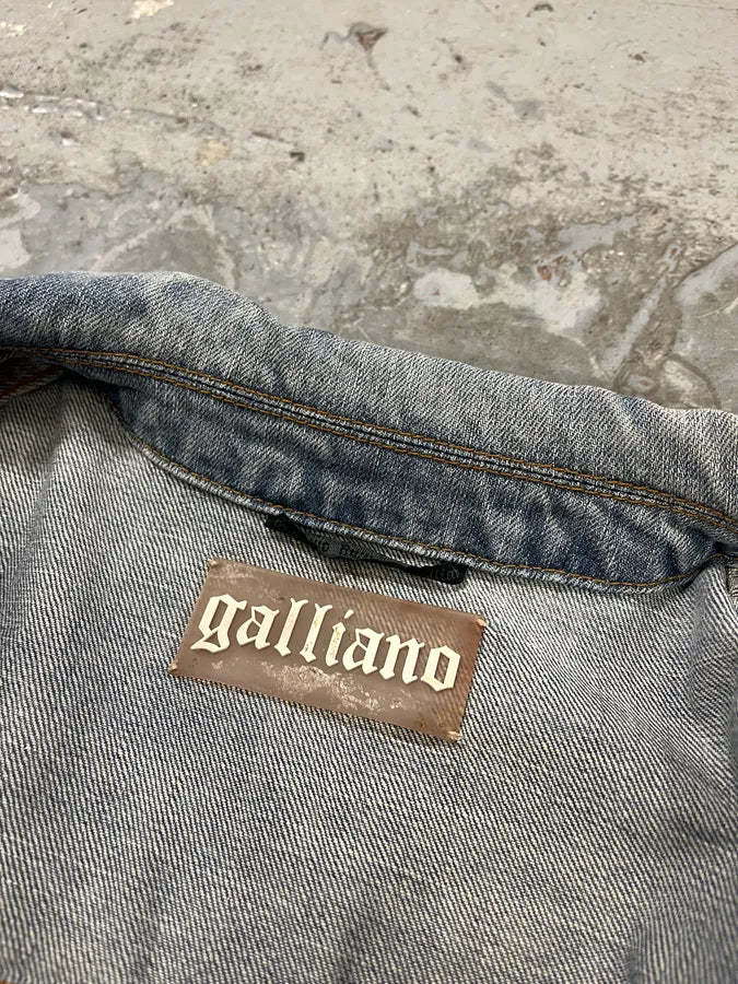 2010s John Galliano Blue Gazette Gothic Script Denim Jacket LFAMdBU 9