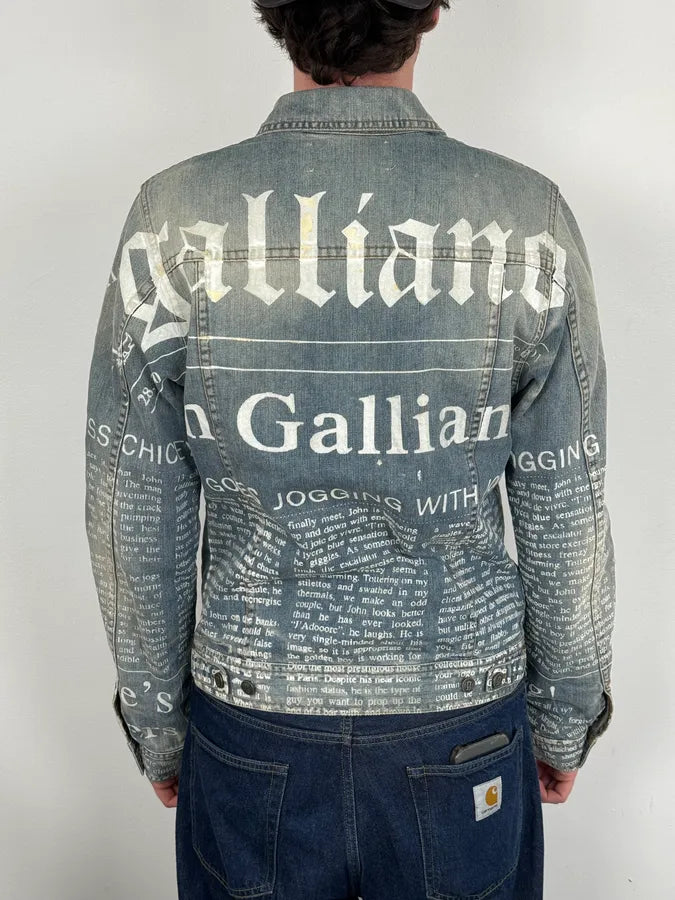 SS2011 John Galliano Blue Gazette Gothic Script Denim Jacket hcAuanE 2