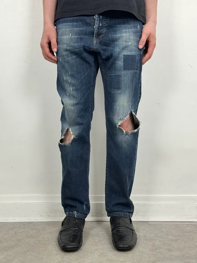 2010s John Galliano Blue Rebel Distressed Denim Jeans vuhiMKp 0