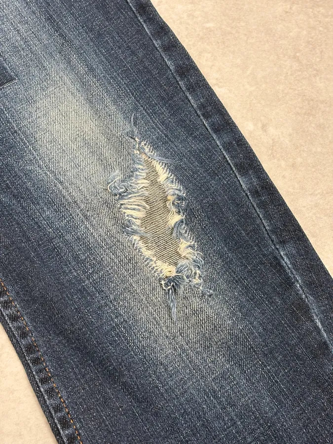 2010s John Galliano Blue Rebel Distressed Denim Jeans vuhiMKp 9