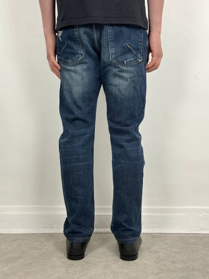2010s John Galliano Blue Rebel Distressed Denim Jeans vuhiMKp 2