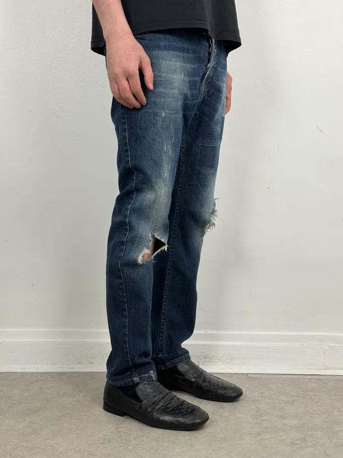 2010s John Galliano Blue Rebel Distressed Denim Jeans vuhiMKp 1