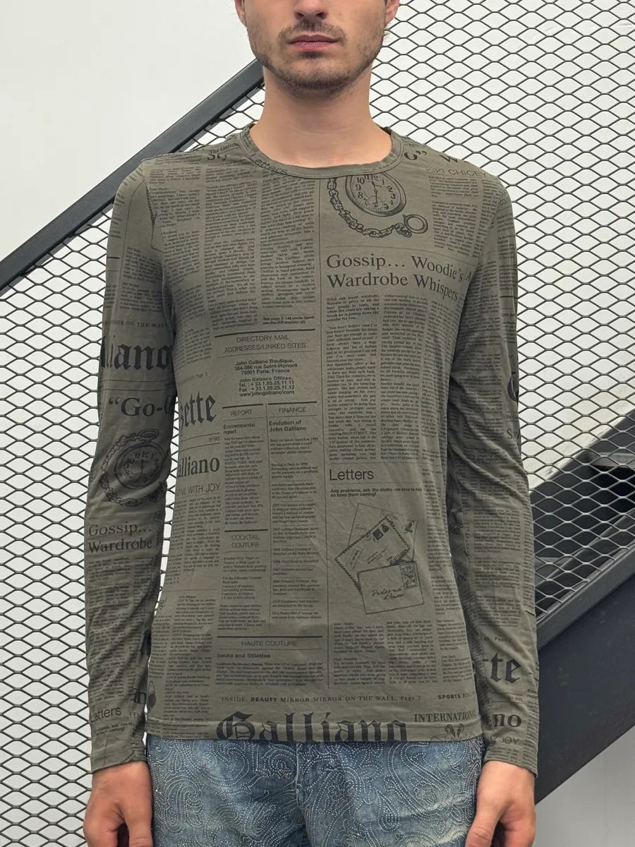 2010s John Galliano Gazette Newspaper Khaki Longsleeve SdqinIw 0