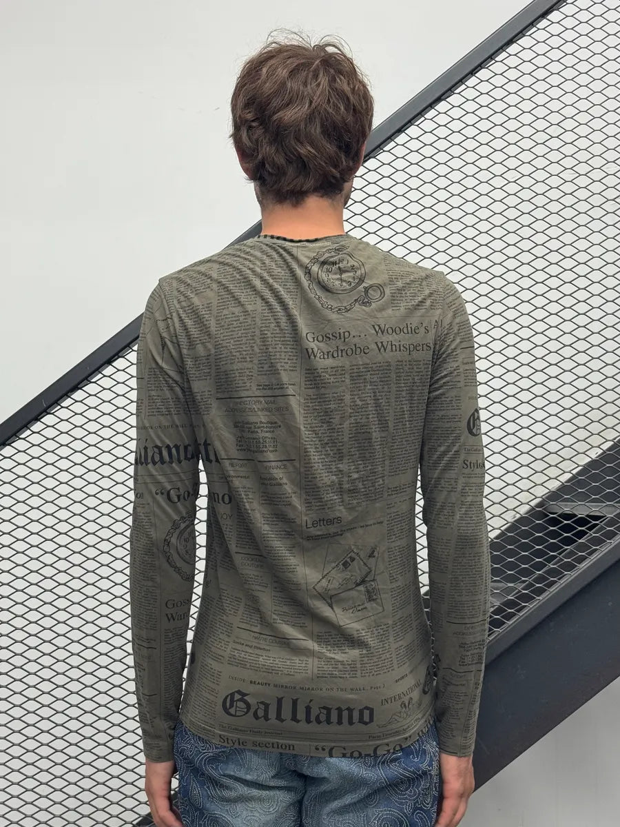 2010s John Galliano Gazette Newspaper Khaki Longsleeve SdqinIw 1