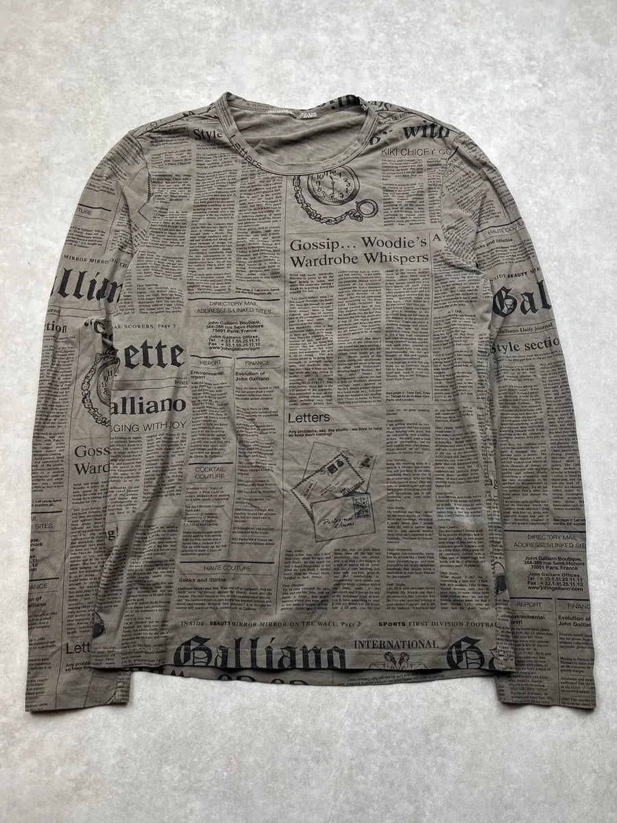 2010s John Galliano Gazette Newspaper Khaki Longsleeve SdqinIw 2
