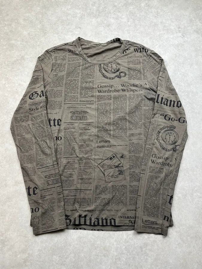 2010s John Galliano Gazette Newspaper Khaki Longsleeve SdqinIw 3