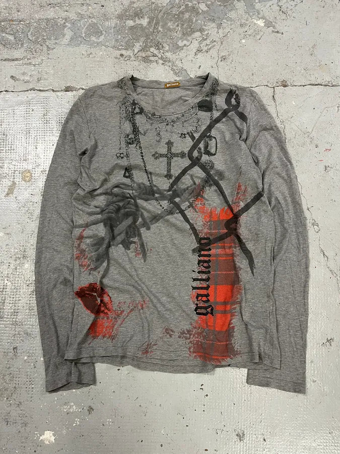 2010s John Galliano Grey Faith Cross Longsleeves uUZCNDv 0
