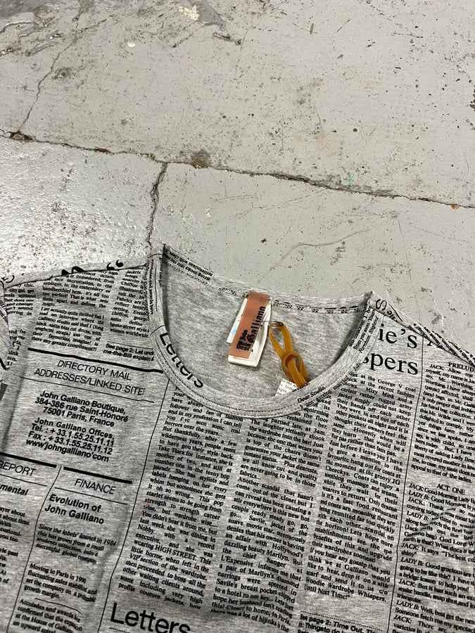 2010s John Galliano Newspaper Gazette Grey Longsleeve T-shirt bYWPLwo 5
