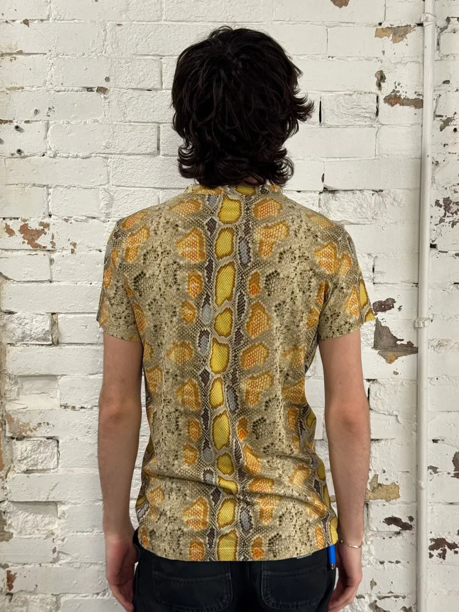 2010s John Galliano Snake Print Beige & Yellow T-Shirt MEnbTIp 2