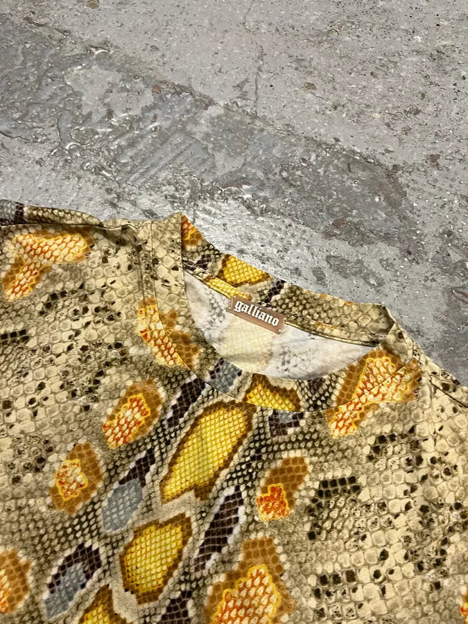 2010s John Galliano Snake Print Beige & Yellow T-Shirt MEnbTIp 3