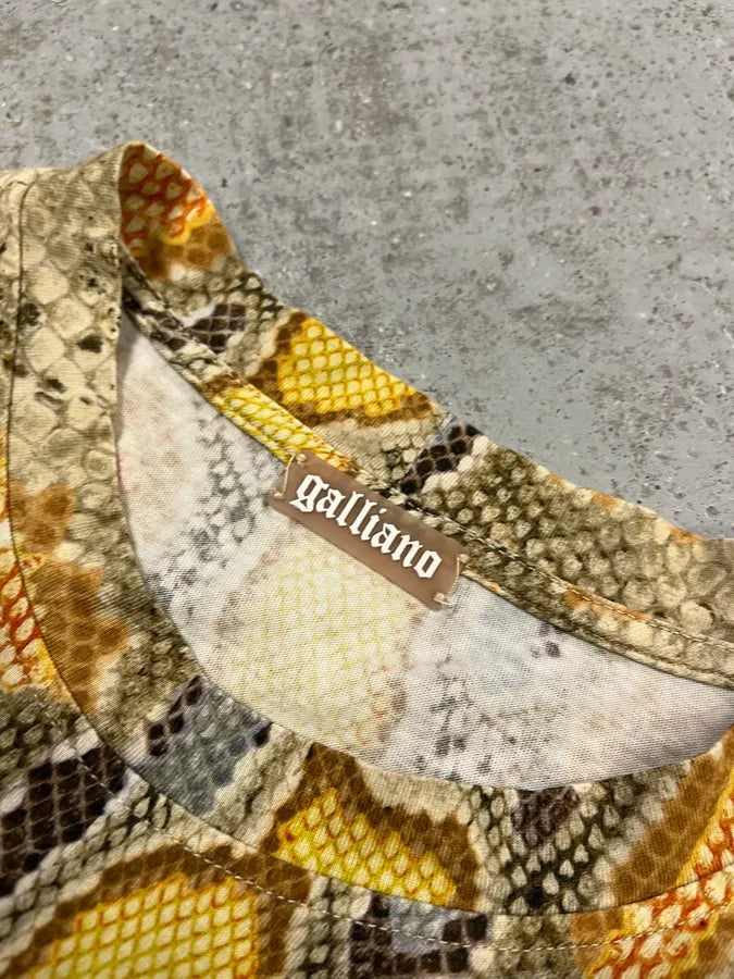 2010s John Galliano Snake Print Beige & Yellow T-Shirt MEnbTIp 6