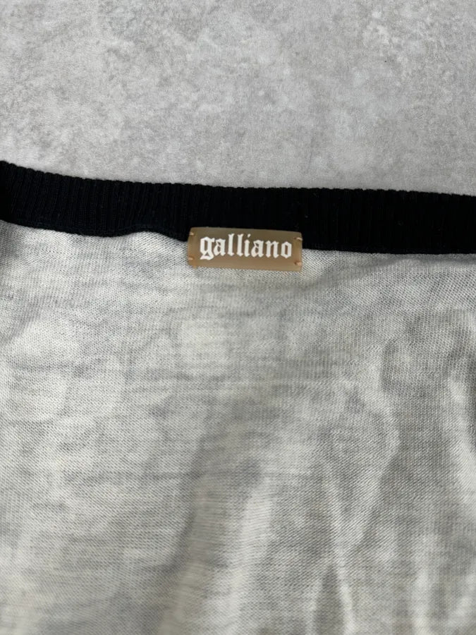 2010s John Galliano Wool White & Grey Newspapers Magazine Cardigan ERYRhss 6