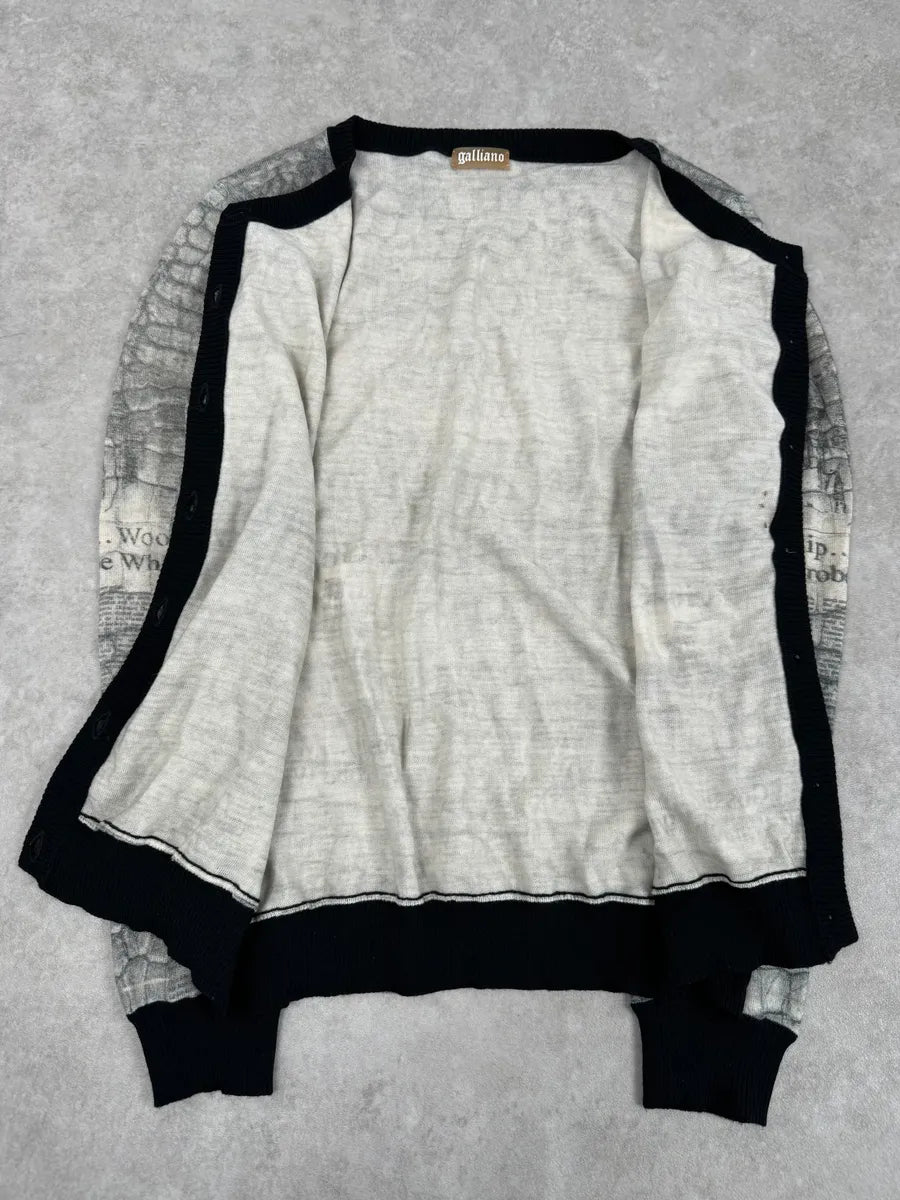 2010s John Galliano Wool White & Grey Newspapers Magazine Cardigan ERYRhss 7
