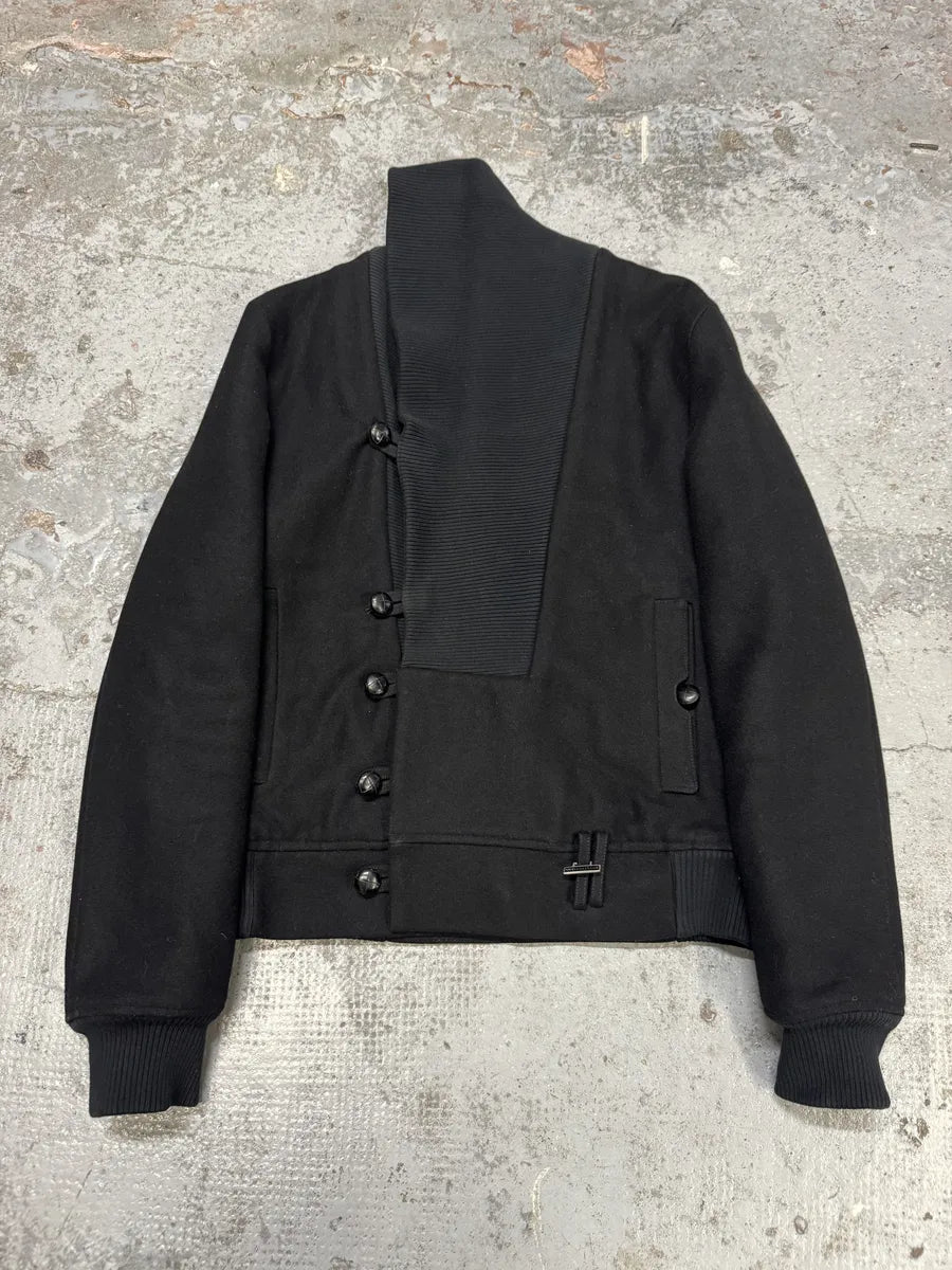 2010s Kris Van Assche Black Asymmetrical Wool Jacket pMiyvns 0