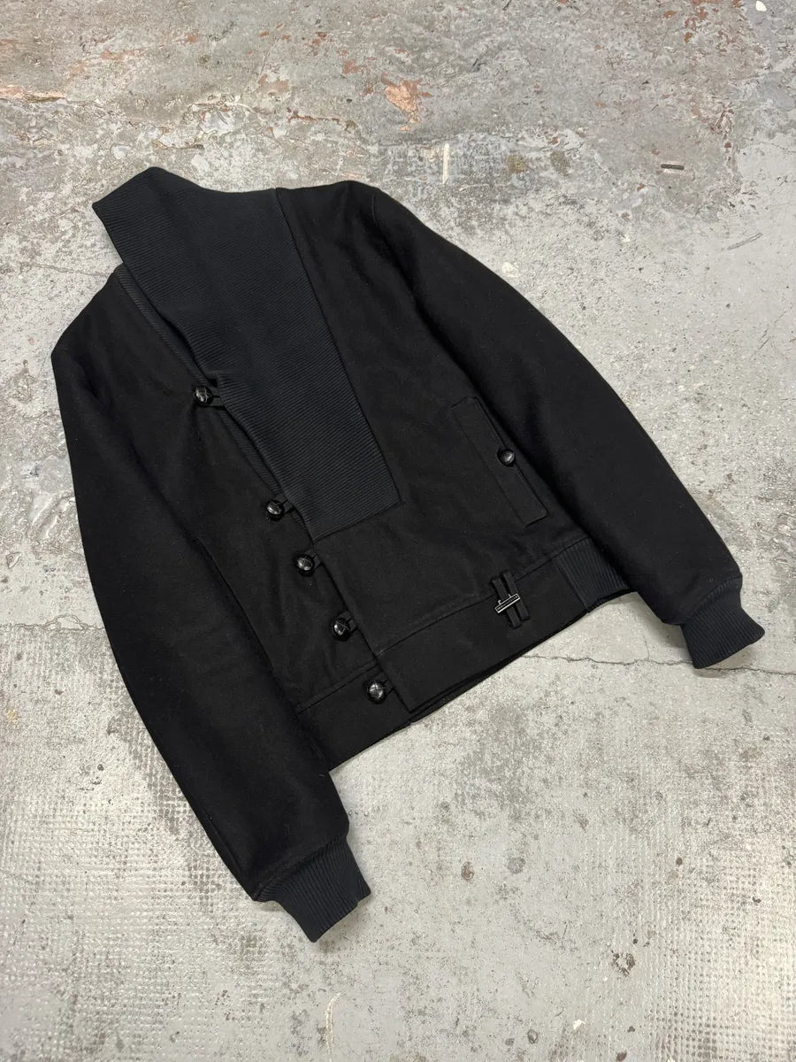 2010s Kris Van Assche Black Asymmetrical Wool Jacket pMiyvns 5