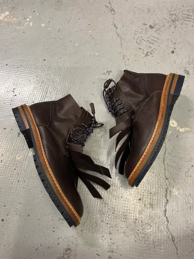 2010s Kris Van Assche Brown Leather Fringe Boots aAjbDKL 2