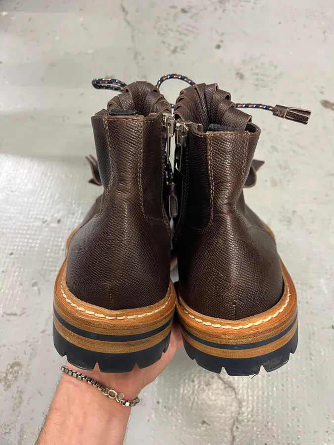 2010s Kris Van Assche Brown Leather Fringe Boots aAjbDKL 6