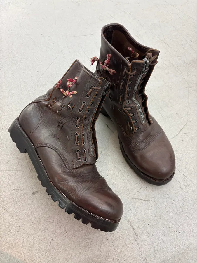 2010s Lanvin Brown Leather Laced Zip Boots ZauwzmW 4